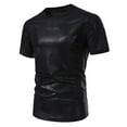 thumbnail image 3 of Lefu T-Shirt à Manches Courtes Brillant pour Hommes Col Rond Hauts Blouse Costume de Danse en Boîte de Nuit, 3 of 9