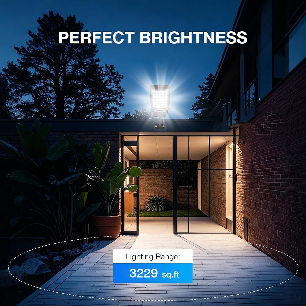 Solar Street Lights, 2500W 6500K Solar Parking Lot Street Lights Dusk to Dawn, Waterproof Solar Lights Outdoor Security Flood Lights Motion Sensor with Remote Control for Yard, Entryway Garage, Porch