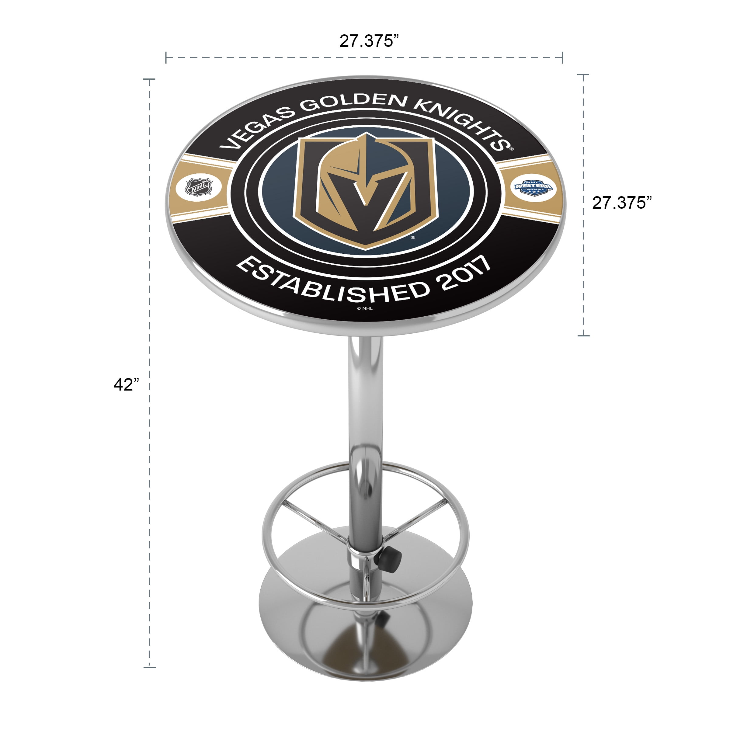 Vegas Golden Knights Patch Bar Table with Adjustable Footrest and Acrylic Top