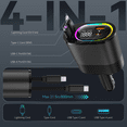 thumbnail image 2 of HOIFA 4 In 1 Retractable Fast Car Charger with iPhone and Type C Cord 2.6ft, Dual USB Ports, RGB Light, for SUV RV Truck, Car Accessories for Women Men, Black, 2 of 8