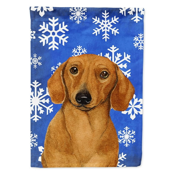 Dachshund Winter Snowflakes Holiday Flag Canvas House Size