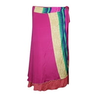 Mogul Women Beachwear Vintage Sari Silk Long Wrap Skirts Printed Multiwear Dress