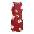 thumbnail image 6 of felwors Womens Summer Dresses 2025 V Neck Sleeveless Sundresses with Pockets Beach Vacation Clothes Floral/Plain Red, S, 6 of 7