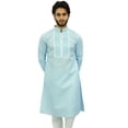 thumbnail image 2 of Atasi Chemise Tunique Décontractée en Coton Col Mandarin Bleu pour Hommes - Très Grand, 2 of 7
