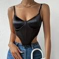 thumbnail image 2 of Elainilye Fashion Corset Tops for Women Solid Color Sexy Sleeveless Corset Bustier Corset Tank Tops Slim Sling Shapewear,Black, 2 of 7