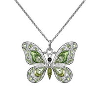 Guodhu Bohemian Butterfly Jewelry – Rhinestone & Enamel Long Chain Necklace for Women, Colorful Butterfly Pendant Necklace Vintage Multilayer Ethnic