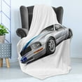 thumbnail image 4 of Teen Room Soft Flannel Fleece Throw Blanket, Modern Cool Car Automobile Speed Fast Vehicle Illustration Print, Cozy Plush for Indoor and Outdoor Use, 70" x 90", Grey Grey Blue, by Ambesonne, 4 of 5