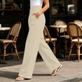 thumbnail image 7 of Lenpel Wide Leg Office Pants for Women Fashion High Waist Double Button Pleated Dress Trousers Casual Business Pants with Pockets, 7 of 7