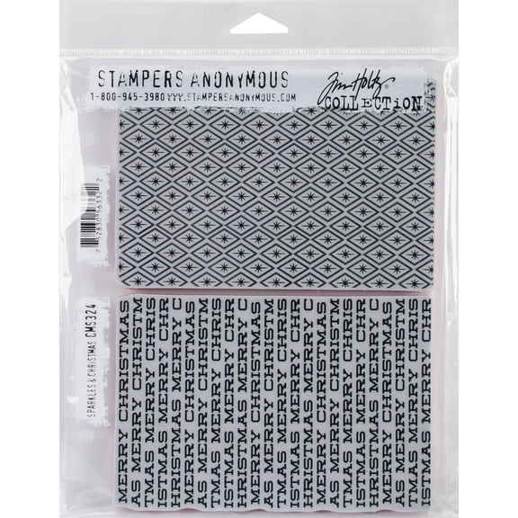 Tim Holtz Cling Stamps 7"X8.5"-Sparkles & Christmas