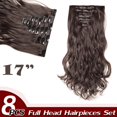 thumbnail image 2 of Full Head Clip Synthetic in Hair Extensions 8 Piece 18 Clips Hairpiece Long Curly Straight, 2 of 5
