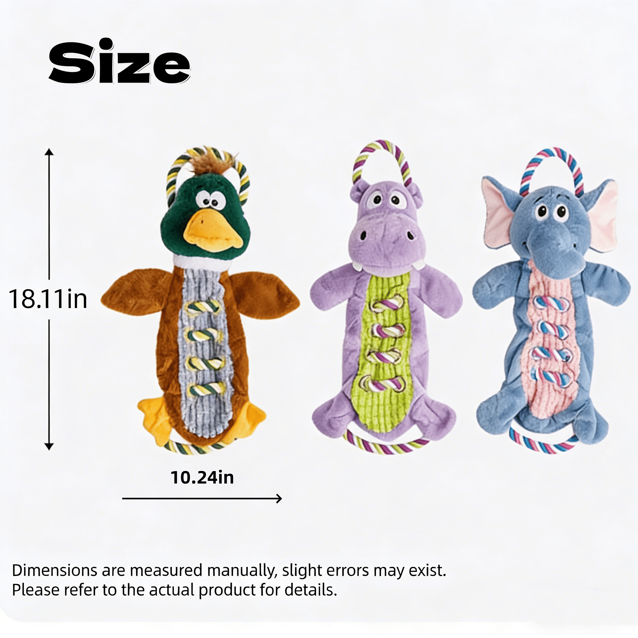 Duck Plush Squeaky Dog Toy, Tug of War Interactive Chew Toy with Rope, Durable Teeth Cleaning Pet Toy for Small to Medium Dogs