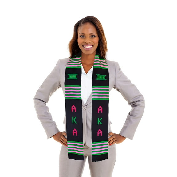 Black, Pink and Green Kente Cloth Stole / Sash. Graduation
