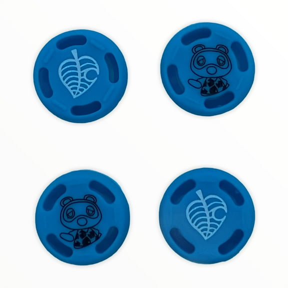 JenDore Blue 4Pcs Leaf Raccoon Animal Crossing Silicone Thumb Grip Caps for Nintendo Switch
