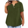 thumbnail image 2 of Timegard Womens Plus Size Tops Drop Shoulder Short Sleeve Notched V-Neck Button Dressy Casual Loose Top, 2 of 6