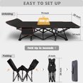 thumbnail image 2 of Folding Camping Cot W/Mat for Adults, Heavy Duty Outdoor Bed with Carry Bag, Layer Oxford Travel Camp Cots (Black Cot with Black Cotton Pad), 2 of 5