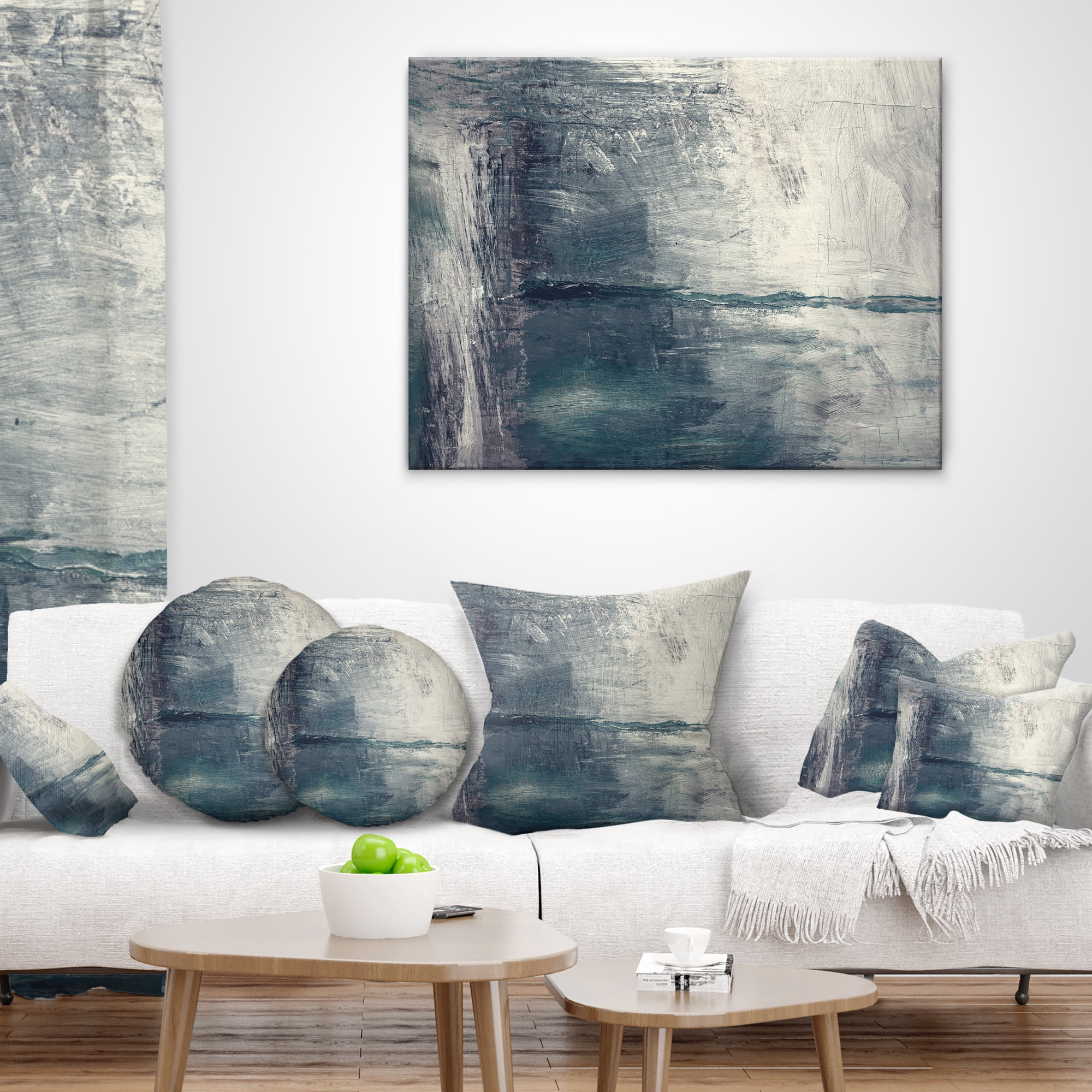 Designart Grey Abstract Pattern Oil Painting - Abstract Throw Pillow - 18x18