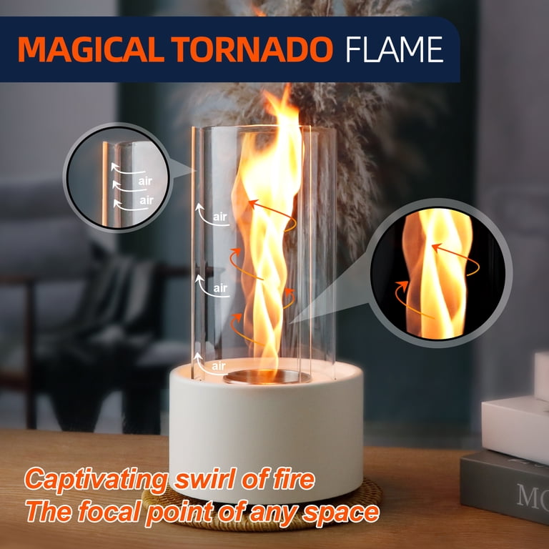 Tornado Ethanol Tabletop Fireplace Lamp – Rotating Flame, Double-Layer Glass, Windproof, Smokeless – Perfect For Housewarming & Movie Nights