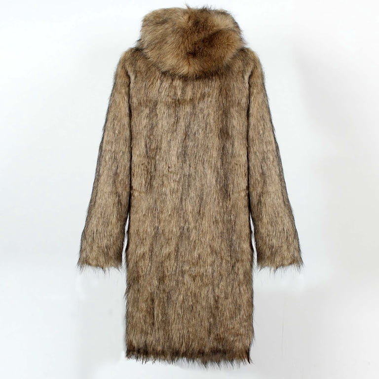 Jjayotai Men's Winter Faux Fur Coat Clearance, Long Sleeve Outwear