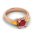 thumbnail image 3 of Diamond-Capitals 2.50 Carat Fine Round Cut Red Ruby & Citrine Gemstone Three Stone Bridal Ring for her Solid 14K Rose Gold Size 8.5, 3 of 8