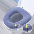 thumbnail image 3 of Soft Toilet Seat Cover - Plush, Thick Fabric Toilet Seat Warmer for Round & Elongated 14x18" Toilet Seats - Reusable, Machine-Washable, Easy-Install - Light Blue, 3 of 6
