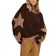 thumbnail image 4 of Oversized Star Graphic Sweatshirts for Women Crew Neck Long Sleeve Shirt Top Drop Shoulder Sweater Pullover, 4 of 6