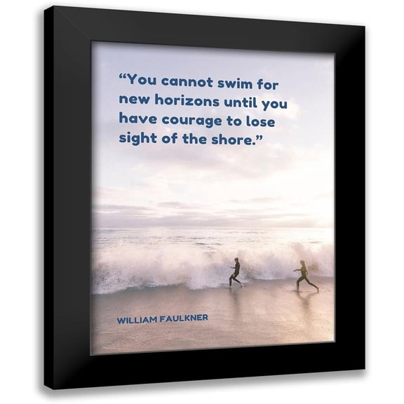 ArtsyQuotes 12x14 Black Modern Framed Museum Art Print Titled - William Faulkner Quote: New Horizons