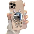 thumbnail image 6 of for iPhone Case,3D Bow Glitter Diamond Mirror Makeup Bling Electroplated Bumper Camera Lens Protection Soft Shockproof Phone Case (Green,iPhone 15 Plus), 6 of 6