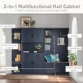 thumbnail image 5 of Historyli Go5H Hall Tree With Storage, Freestanding Entrance Storage Cabinet With 4 Hooks, Open Shelving And Doors, Farmhouse Entryway Bench For Entryway Hallway Home, 5 of 8