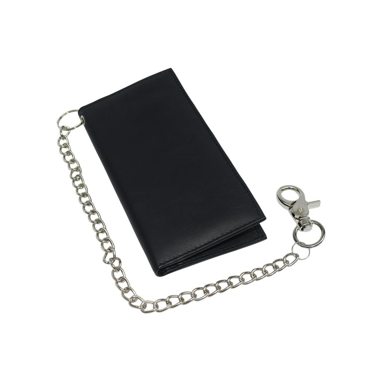 RFID Blocking Chain Wallets for Men Biker Long Bifold Genuine Leather Wallet  with Chain 