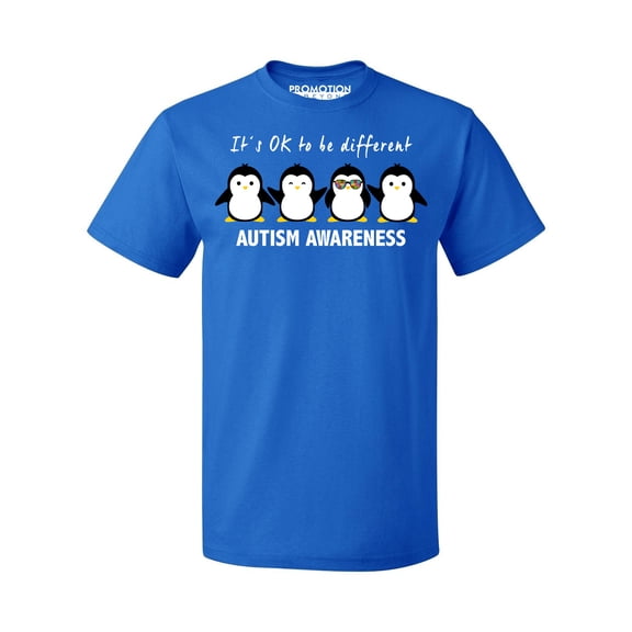 Cool Penguin Autism Awareness Support Men's T-shirt, XL, Royal