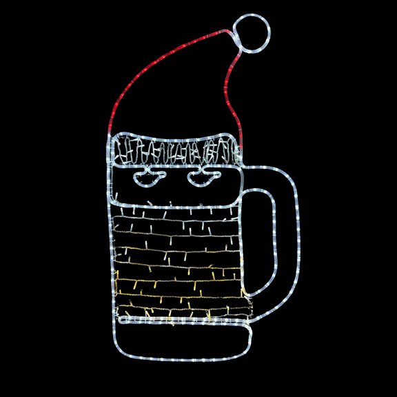 LED Rope Light Santa Beer Mug Decoration- Lighted Sign - Multi-Color - 48 Inch