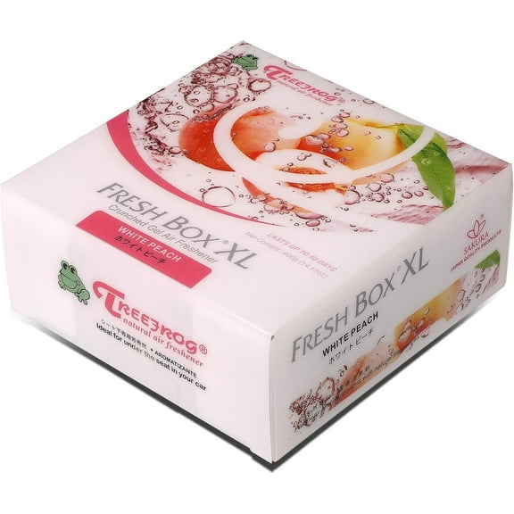 Treefrog Xtreme Fresh Box XL Car/Office/Home Air Freshener Deodorizer, White Peach Scent, 400g