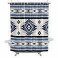thumbnail image 2 of Blue Southwestern Shower Curtain for Bathroom Decor, Native Aztec Ethnic Style Geometric Waterproof Fabric Shower Curtain, 72"x78" Set with 12 Hooks, 2 of 9