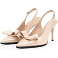 thumbnail image 3 of Women's Sexy Slingbacks Bow Stiletto Heels Closed Pointed Toe Pumps Bead Buckle Strap High Heels Dress Shoes, 3 of 12