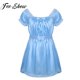 thumbnail image 2 of FEESHOW Men Man Nightdress Shiny Satin Solid Square Neck Sleep Top Dress Nightwear Nightshirt Lingerie & Sash Gay Male Sexy Lace Elastic Waistband Crossdress Sleepwear UnderwearM Gong Bohan LED, 2 of 2