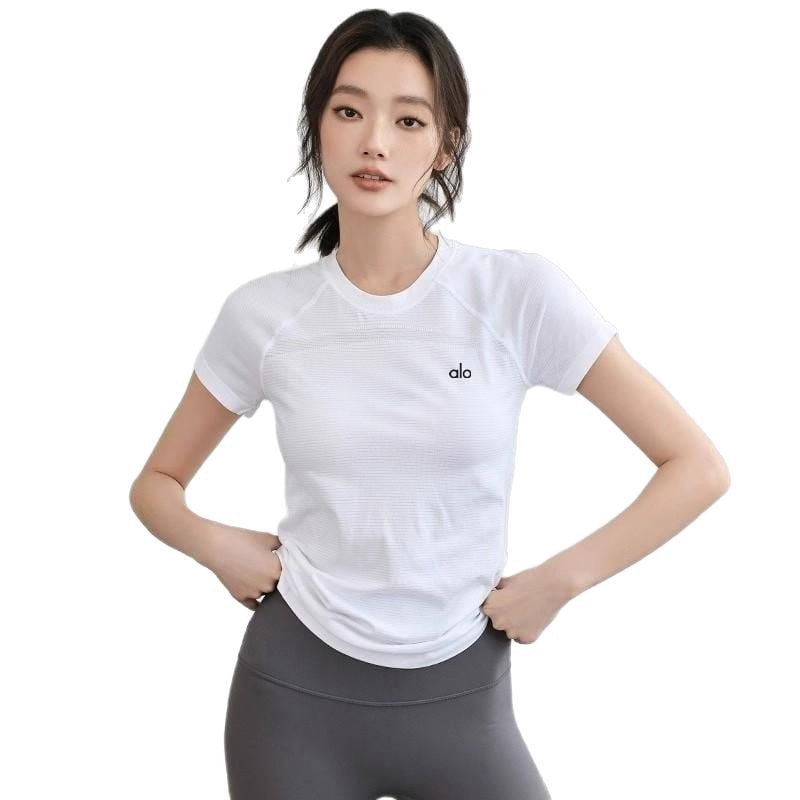 ハワイ購入 alo yoga ホワイト Tシャツ S サイズ - Double Take Short