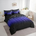 thumbnail image 3 of Feelyou Psychedelic Galaxy Kids Bedding Comforter Set 7pcs, Bling Stars Print King Bedding Sets, Slate Blue Black Reversible Bed Sheets, Microfiber Bedroom Decor, 3-Piece, 3 of 7