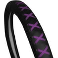 thumbnail image 2 of FH2022 Universal 15 Inch Purple Genuine Leather Steering Wheel Cover with Lace-Up Detailing, 2 of 7