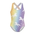 thumbnail image 4 of Uorisanigo Colorful Dream Horse Little Girls Swimsuits Size 9-10 One Piece with Crossback Straps Beach Swimming Suit Quick Dry Athletic Bathing Suit Swimwear, 4 of 7