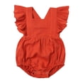 thumbnail image 2 of XIMIN Baby Girls Playsuits Ruffled Bodysuit Fly Sleeve Romper Newborn Cotton Linen Jumpsuit Infant Summer Clothes, 2 of 9