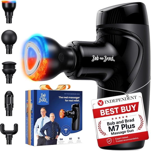Bob and Brad M7 Plus Portable Mini Massage Gun with heating head, Comfort Percussion 9 mm Amplitude Deep Tissue Muscle Travel Massager