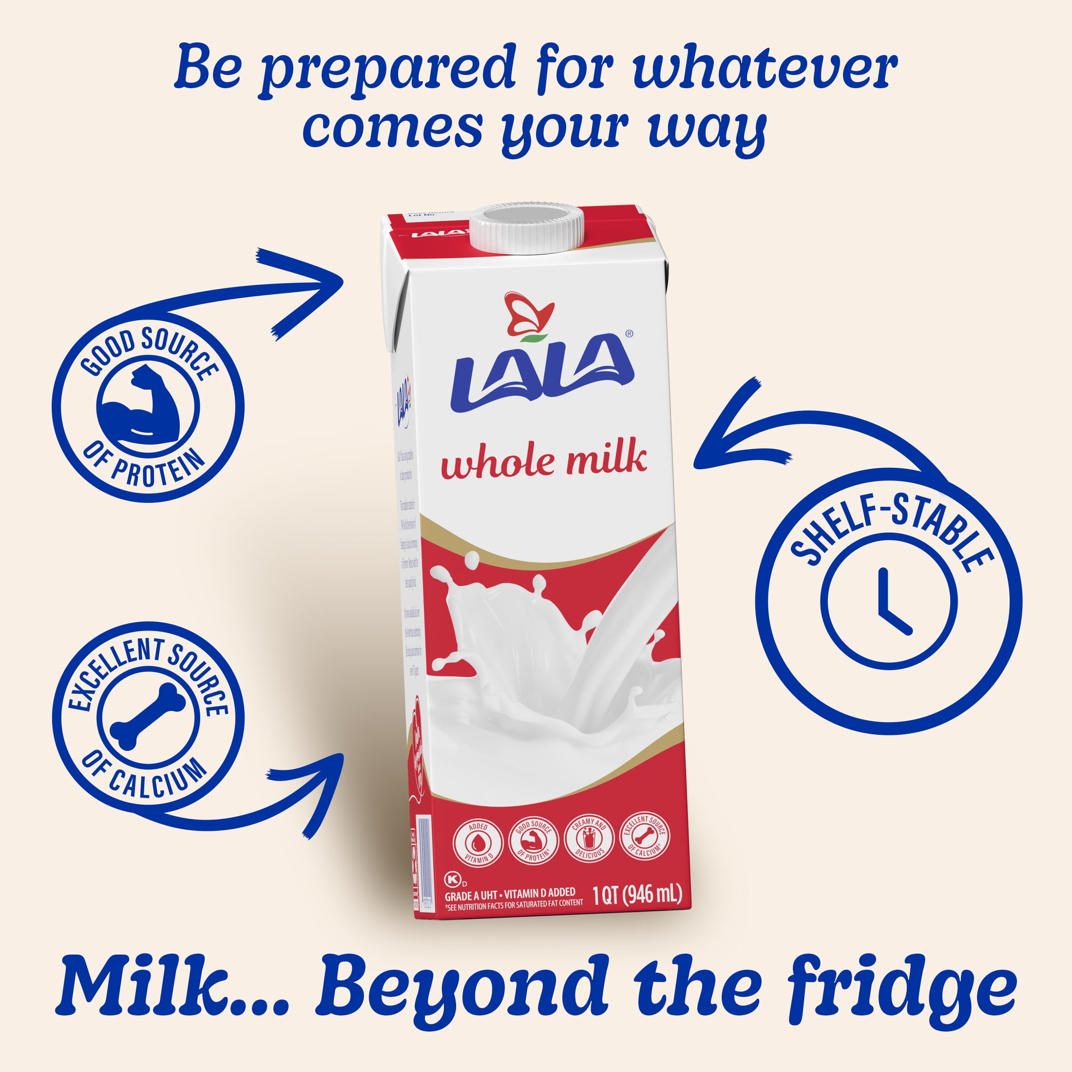 4 pack) (4 Pack) LALA Ultra-Pasteurized Whole Milk, 32 fl oz