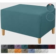 thumbnail image 1 of GHSDFBB Super Stretch Rectangle Ottoman Slipcover Oversized Soft Spandex Jacquard Small Ottoman Covers Square Footstool Slipcover Storage with Elastic Bottom for Living Room (X Large, Peacock Bl, 1 of 6