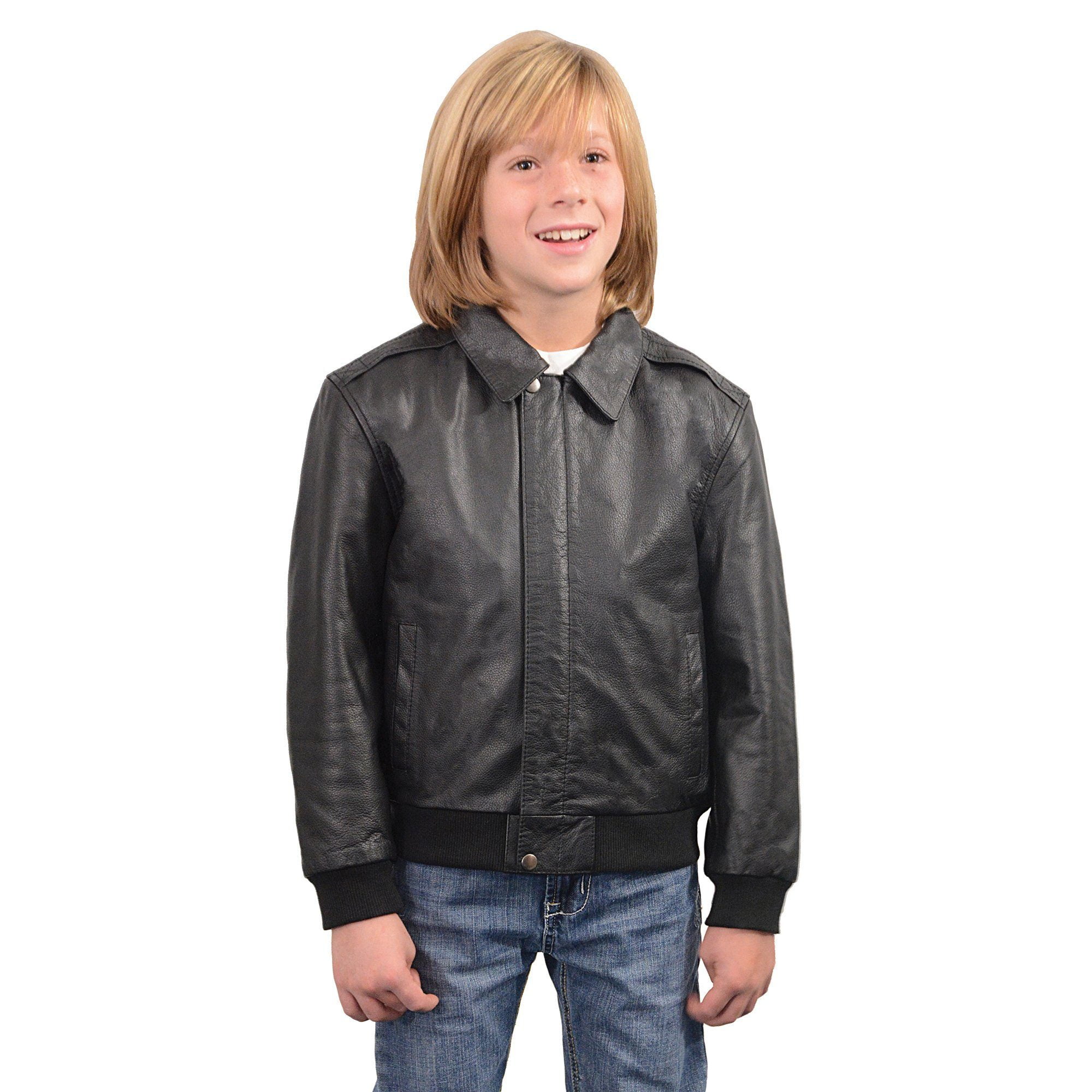 milwaukee leather boy\u0026#39;s youth size leather bomber jacket-black-small ...