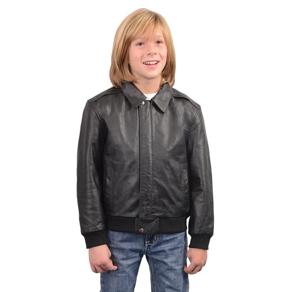 Milwaukee Leather LKK1930 Youth Size Black Leather Bomber Jacket 4X-Large