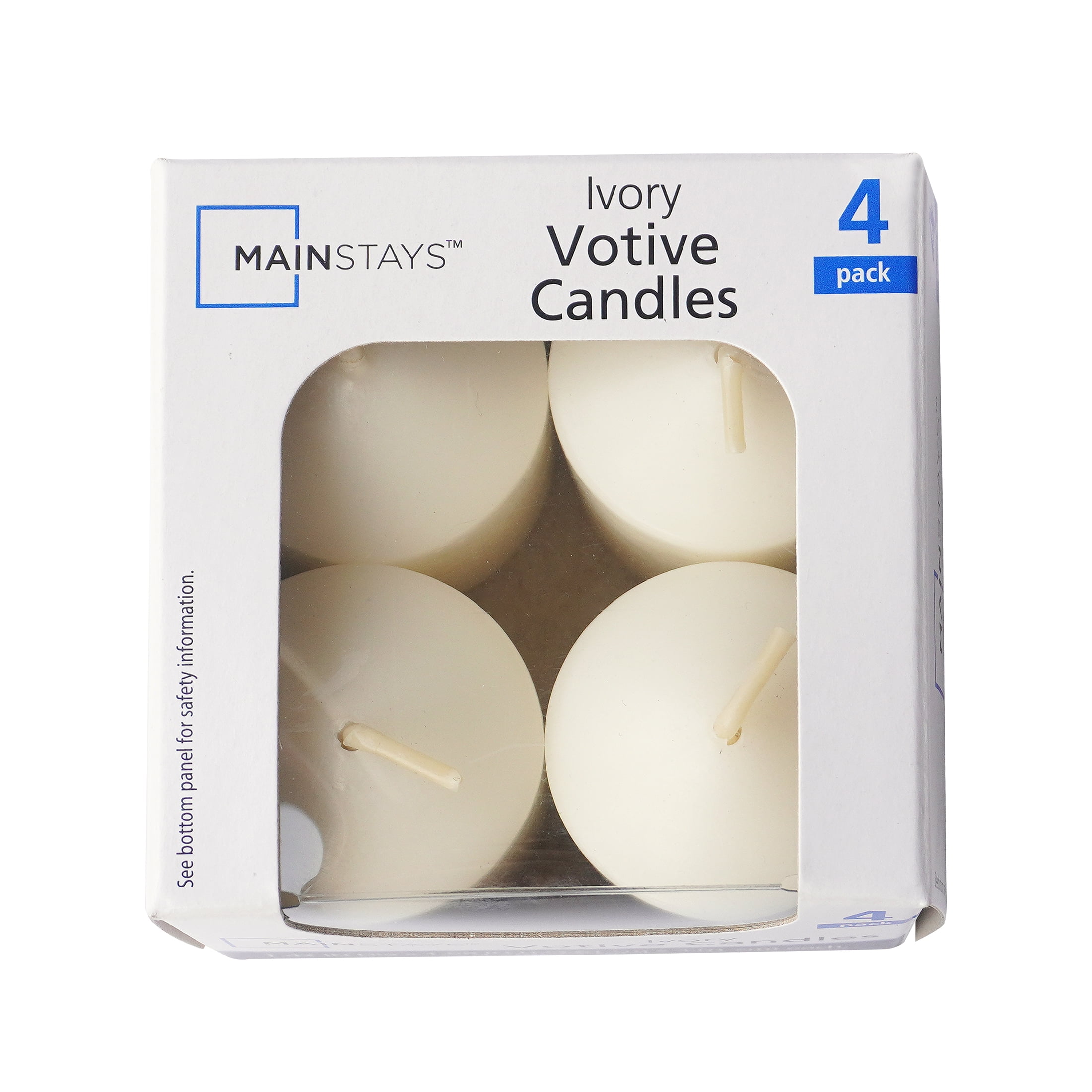 Mainstays Votive Candles, Unscented, Ivory, 4 Pack