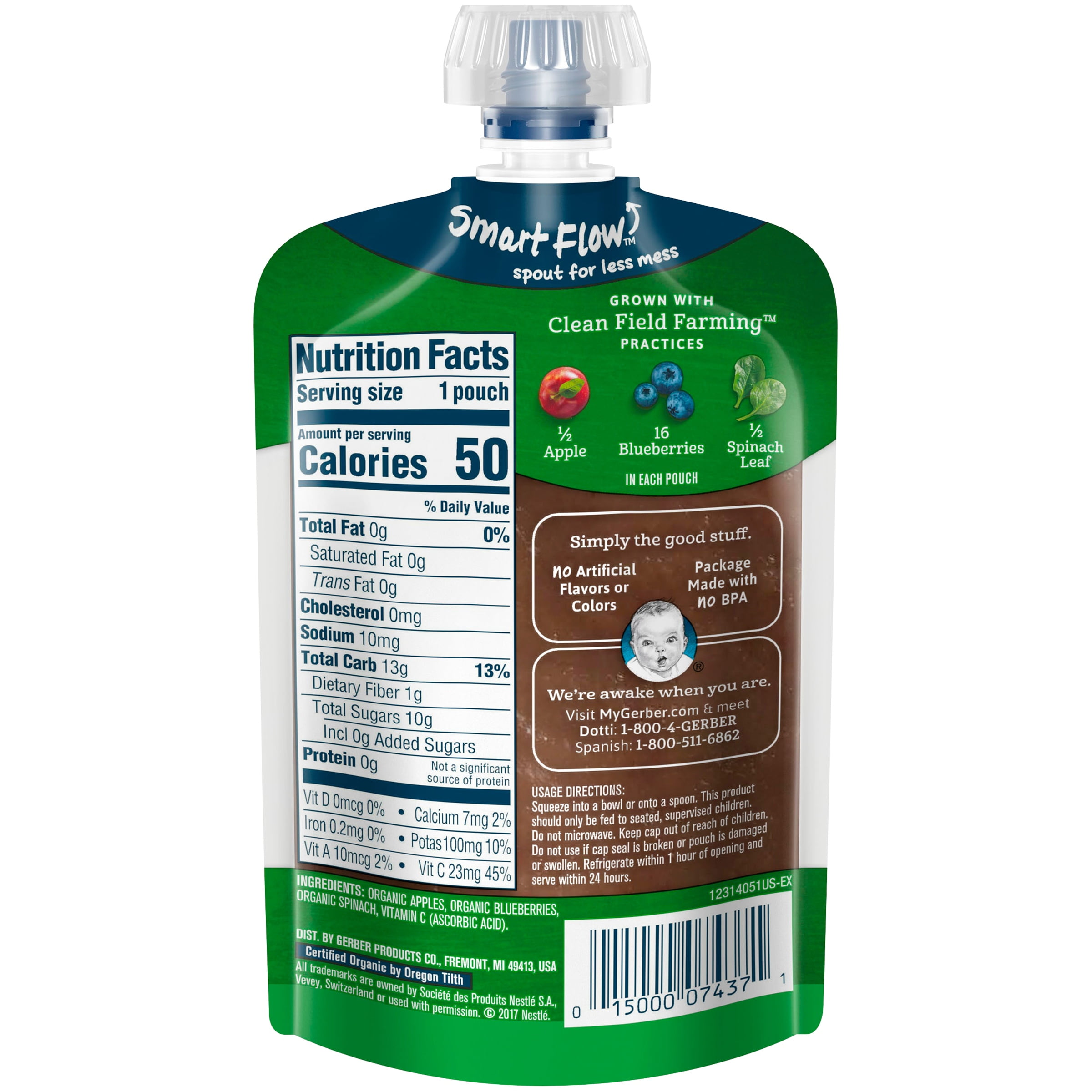 gerber organic apple blueberry spinach