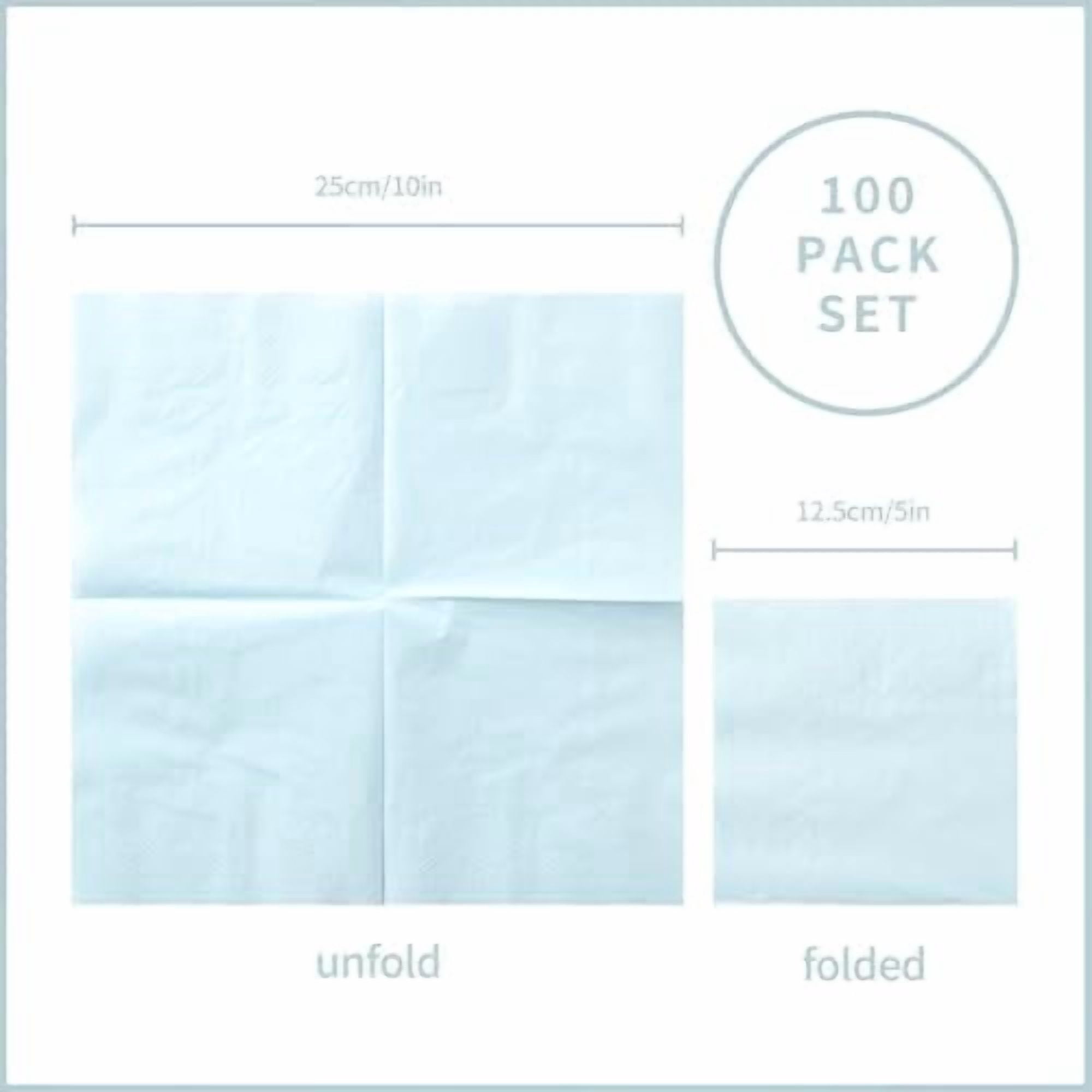100 Pack Cocktail Napkin 2-Ply Dessert Napkins Folded 5 x 5 Inches Disposable Napkins for Dinner Wedding Birthday Baby Shower Party Bridal Anniversary Reception Event (100, Light Blue)