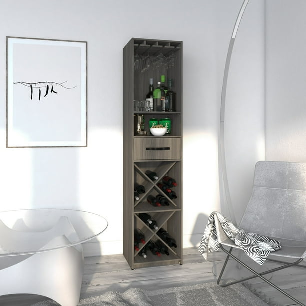 Cava Malbec Playcon Mueble Bar Organizador de botellas y copas para 24 botellas de vino 12 copas colgadas madera naranja