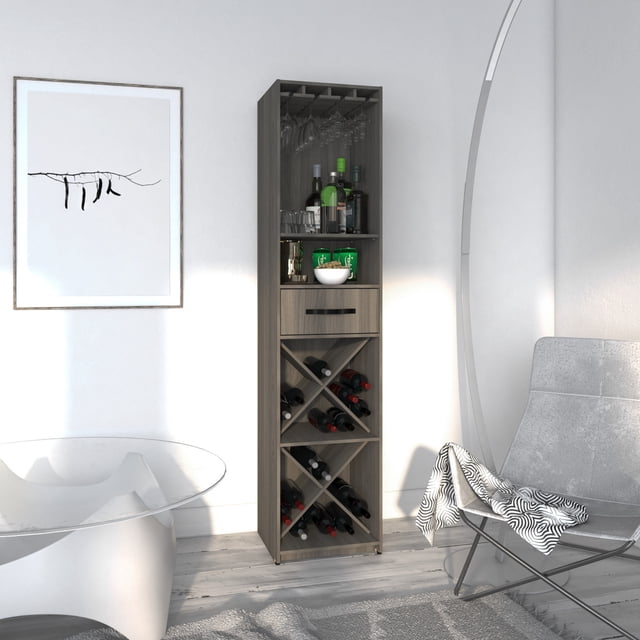 Cava Malbec Playcon Mueble Bar Organizador de botellas y copas para 24 botellas de vino 12 copas colgadas madera naranja